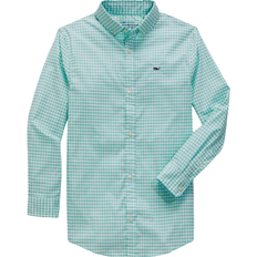 Vineyard Vines Boy's Performance Cotton Gingham Shirt - Andros Blue