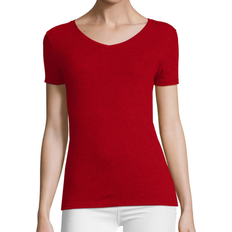 Hanes Women's Perfect-T Tri-Blend Short Sleeve V-Neck T-Shirt - Deep Red Heather