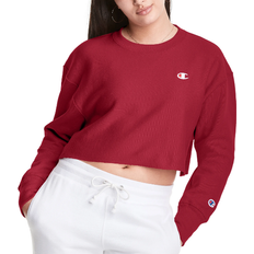 Champion Reverse Weave Cropped Cut-Off Crew Sweatshirt - Cranberry Tart