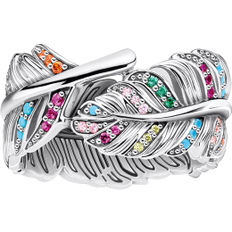 Glass Rings Thomas Sabo Feather Ring - Silver/Multicolour