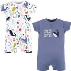 Organic/Recycled Materials Playsuits Touched By Nature Organic Cotton Rompers -2-Pack - Ocean