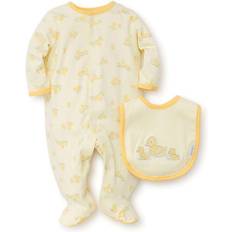 Press-Studs Pyjamases Little Me Little Ducks Footed One-Piece &Bib - Yellow (LBQ07040N)