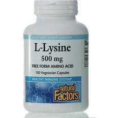 L lysine Natural Factors L-Lysine 500 MG (180 Vegetarian Capsules)