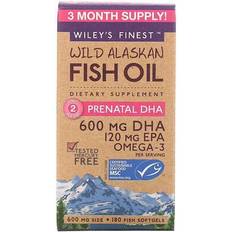 Mangan Fettsyror Wiley's Finest Wild Alaskan Fish Oil Prenatal DHA 600 mg 180 Softgels