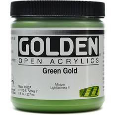 Golden OPEN Acrylic Colors green gold 8 oz. jar