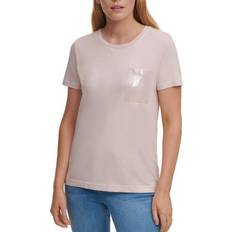 Paljetter T-shirts DKNY Short Sleeve Sequin Pocket T-shirt - Iconic Blush