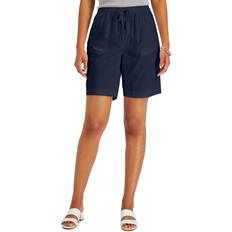 Karen Scott Gemma Cotton Drawstring Bermuda Shorts - Intrepid Blue