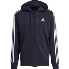 Blue adidas hoodie mens Adidas Essentials French Terry 3-Stripes Full-Zip Hoodie - Legend Ink/White