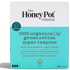 Bioplastic The Honey Pot 100% Organic Super Tampons Bio-Plastic Applicator 18 Tampons