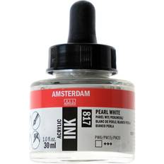 Valkoinen Akryylimaalit Amsterdam Acrylic Ink Bottle Pearl White 30ml