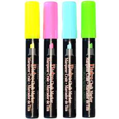 Marvy Bistro Chalk Marker Sets chisel point fl. pink, fl. blue, fl. green, fl. yellow
