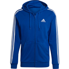 Blue adidas hoodie mens Adidas Essentials French Terry 3-Stripes Full Zip Hoodie - Royal Blue/White