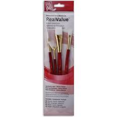 Red Painting Accessories Princeton Real Value Brush Set 9120, White Taklon, Short Handle, Set of 4