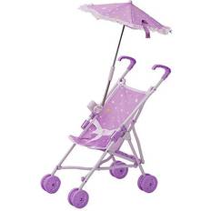 Classic world dockhus Classic Baby Doll Stroller Pushchair & Parasol Purple OL-00005 Purple/white Olivia's Little World