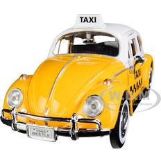 Auto's Motormax 1966 Volkswagen Beetle "Taxi" Yellow with White Top 1/24 Diecast Model Car