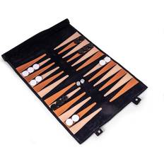 Bey-Berk Warren Navy Suede Roll-up Backgammon Travel Set