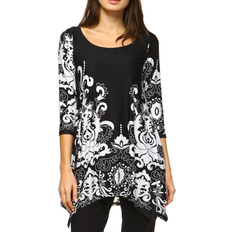 White Mark Women's Yanette Tunic Top - Black