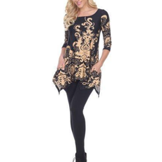 White Mark Women's Yanette Tunic Top - Black/Brown