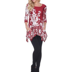 White Mark Women's Yanette Tunic Top - Burgundy/White