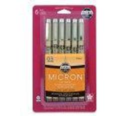 Black Fineliners Sakura Pigma Micron Pens Set of 6, Black, 03