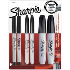 Markers Sharpie 6pk Permanent Markers Ultra Fine/Fine/Chisel Tip Black