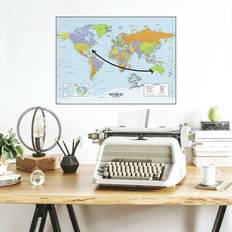 Wallpapers RoomMates Dry Erase Map Of The World Peel and Stick Giant Wall Decal