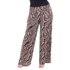 Paisley Pants & Shorts White Shark Solid Palazzo Pants Plus Size - Black/Brown Paisley