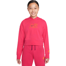 Nike Older Kid's French Terry Crop Hoodie - Rush Pink/Sangria/Dark Sulphur (DM8372-666)