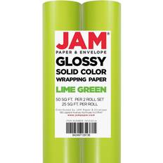 Party Gift Wrapping Papers JAM Glossy Gift Wrapping Paper, 25 Sq Ft, Lime Green, 2/Pack