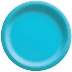 Blue Disposable Plates Amscan 6.75 in. x 6.75 in. Caribbean Blue Round Paper Plates (200-Pieces)