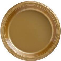 Brown Party Supplies Amscan Gold, Big Party Pack, Round Plastic Plates 7" 50 Per Pack