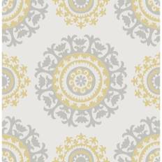Nuwallpaper NuWallpaper Grey and Yellow Suzani Peel & Stick Wallpaper