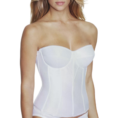 Elastane/Lycra/Spandex Corsets Dominique Juliette Satin Strapless Longline Corset - White