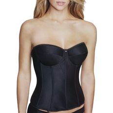 Polyester Corsets Dominique Juliette Satin Strapless Longline Corset - Black