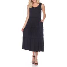 Pockets Dresses White Mark Women's Tiered Midi Dress - Black