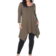 6XL - Women Tops White Mark Makayla Tunic Top Plus Size - Dark Green