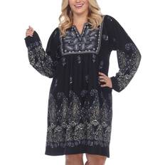 Paisley - Short Dresses White Shark Embroidered Sweater Dress Plus Size - Black