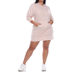 White Shark Women Hoodie Sweatshirt Dress Plus Size - Beige
