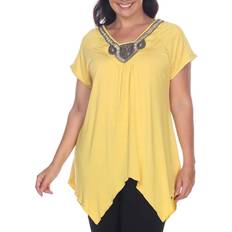 White Mark Embellished Tunic Top Plus Size - Mustard