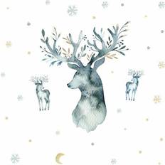 Beige Interior Decorating RoomMates Watercolor Winter Deer Peel and Stick Giant Wall Decal