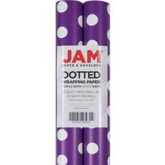 Purple Gift Wrapping Papers Jam Paper Gift Wrap 50 Square Feet Polka Dot Wrapping Paper Rolls, Pack of 2 Purple/White