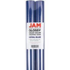 JAM Glossy Gift Wrapping Paper, 25 Sq Ft, Royal Blue, 2/Pack