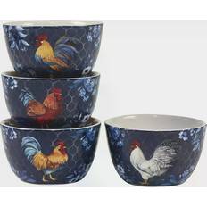 Beige Dessert Bowls Certified International Indigo Rooster Dessert Bowl 13.97cm 4pcs