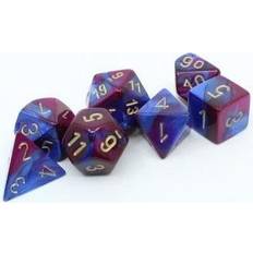 Chessex Gemini Blue Purple Gold Polyhedral Rollespils Terning Sæt Chessex