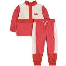 134/140 Tracksuits Barnkläder Kuling x Maja Mama Colorblock Träningsställ - Candy Pink/Bright Red