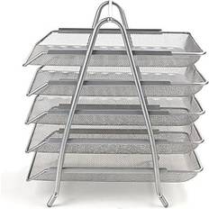 Silver Letter Trays 5-Tier Steel Mesh Paper Tray Desk Organizer