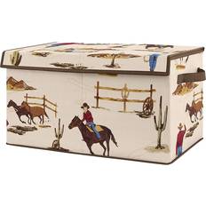 Beige Storage Boxes Sweet Jojo Designs Wild West Cowboy Collection Fabric Toy Bin Storage