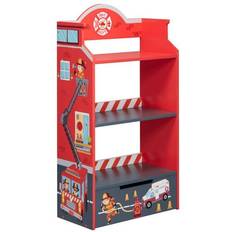 Red Bookcases Kid's Room Teamson Fantasy Fields Little Fire Fighters Bookshelf with Drawer