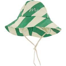 Valkoinen Sadevaatteet Kuling Maja Rain Hat Diagonal Stripe - Grass Green/Foggy White