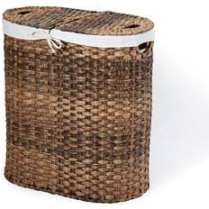 Handwoven Oval Double Laundry Hamper